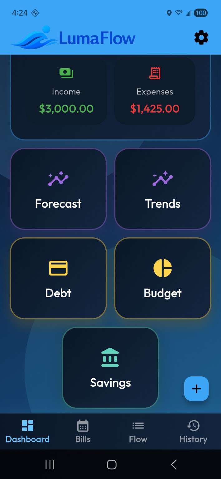LumaFlow financial dashboard preview