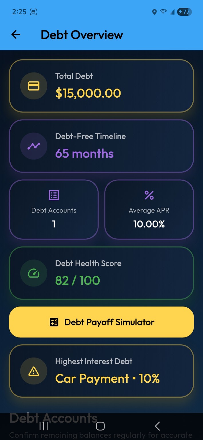 Debt overview and payoff progress